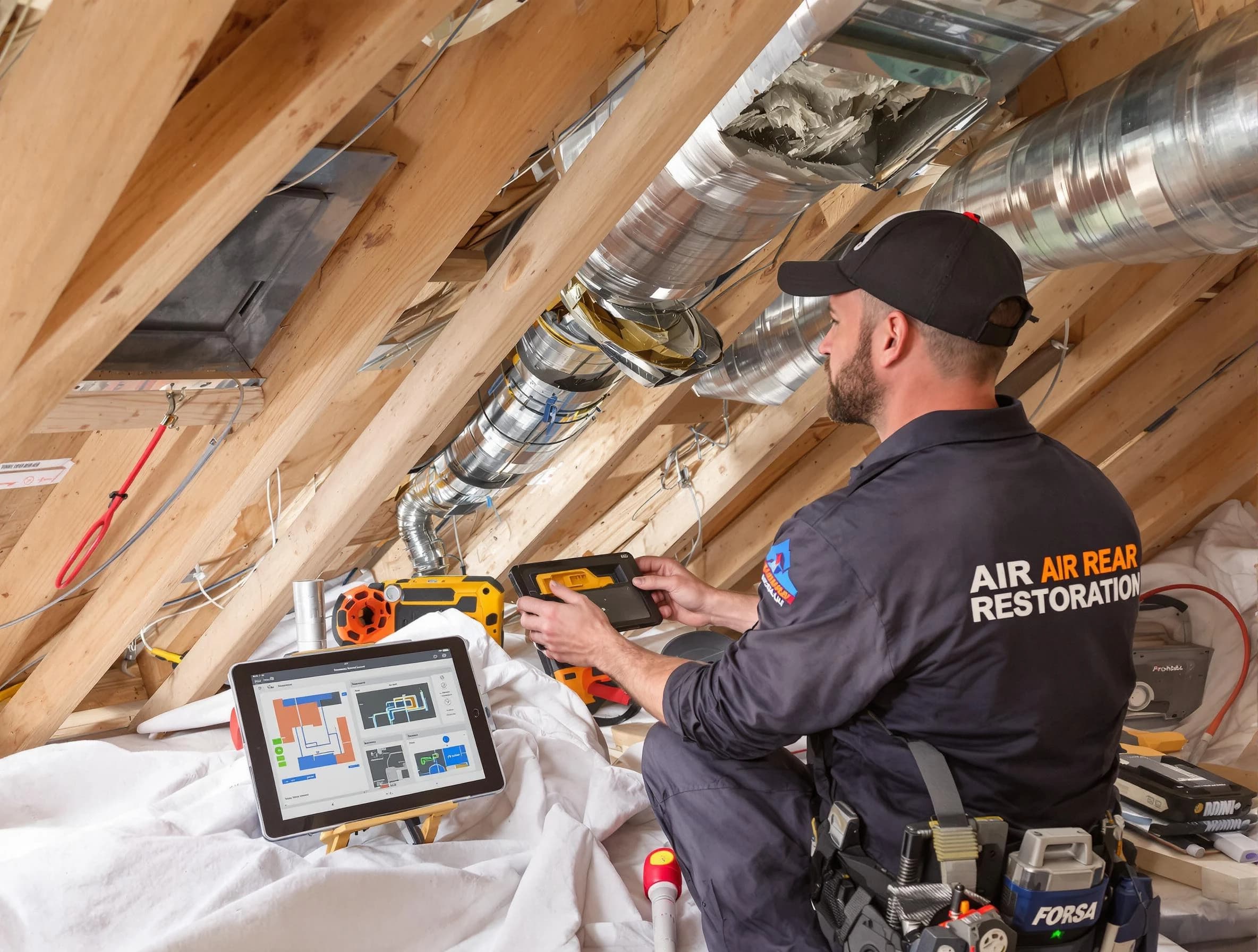 Boulder Air Duct Cleaning technician performing precise duct repair work in Boulder
