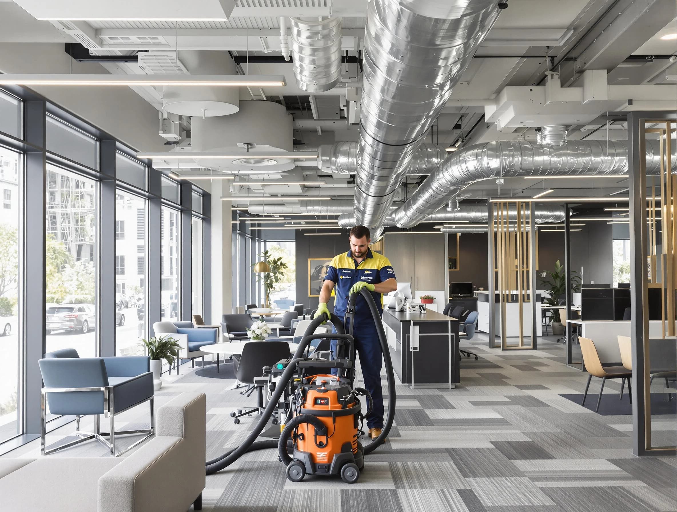 Boulder Air Duct Cleaning team performing thorough commercial duct cleaning at a Boulder business center