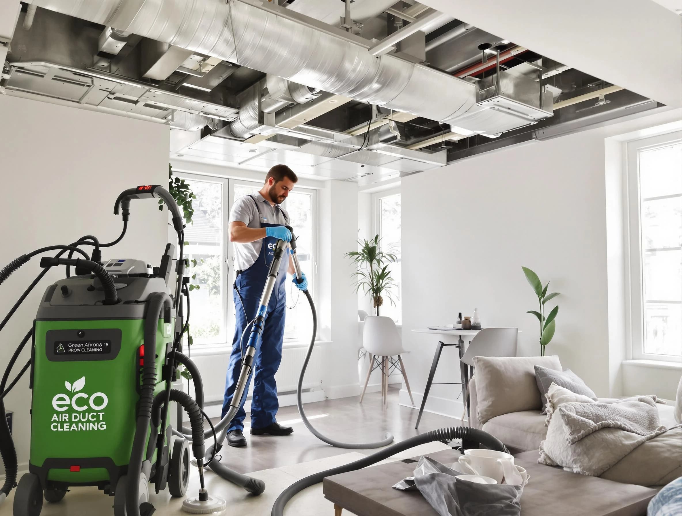 Boulder Air Duct Cleaning technician performing eco-friendly duct cleaning using sustainable methods in Boulder