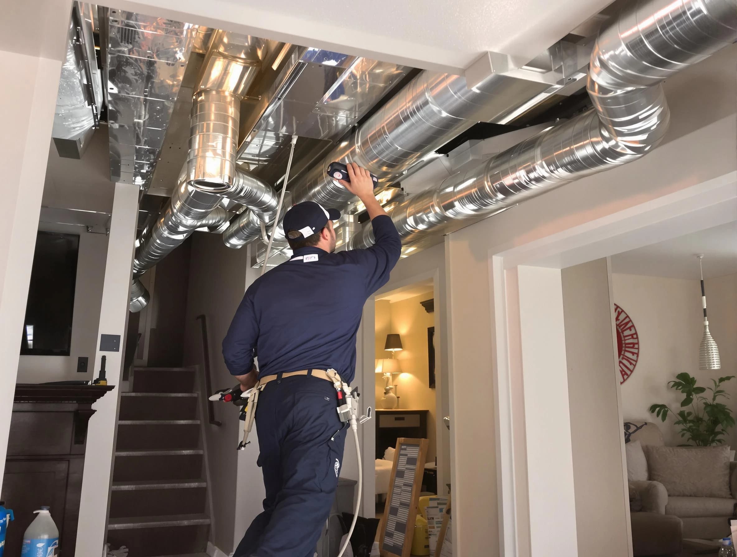 Boulder Air Duct Cleaning expert performing specialized duct cleaning in a mobile home in Boulder