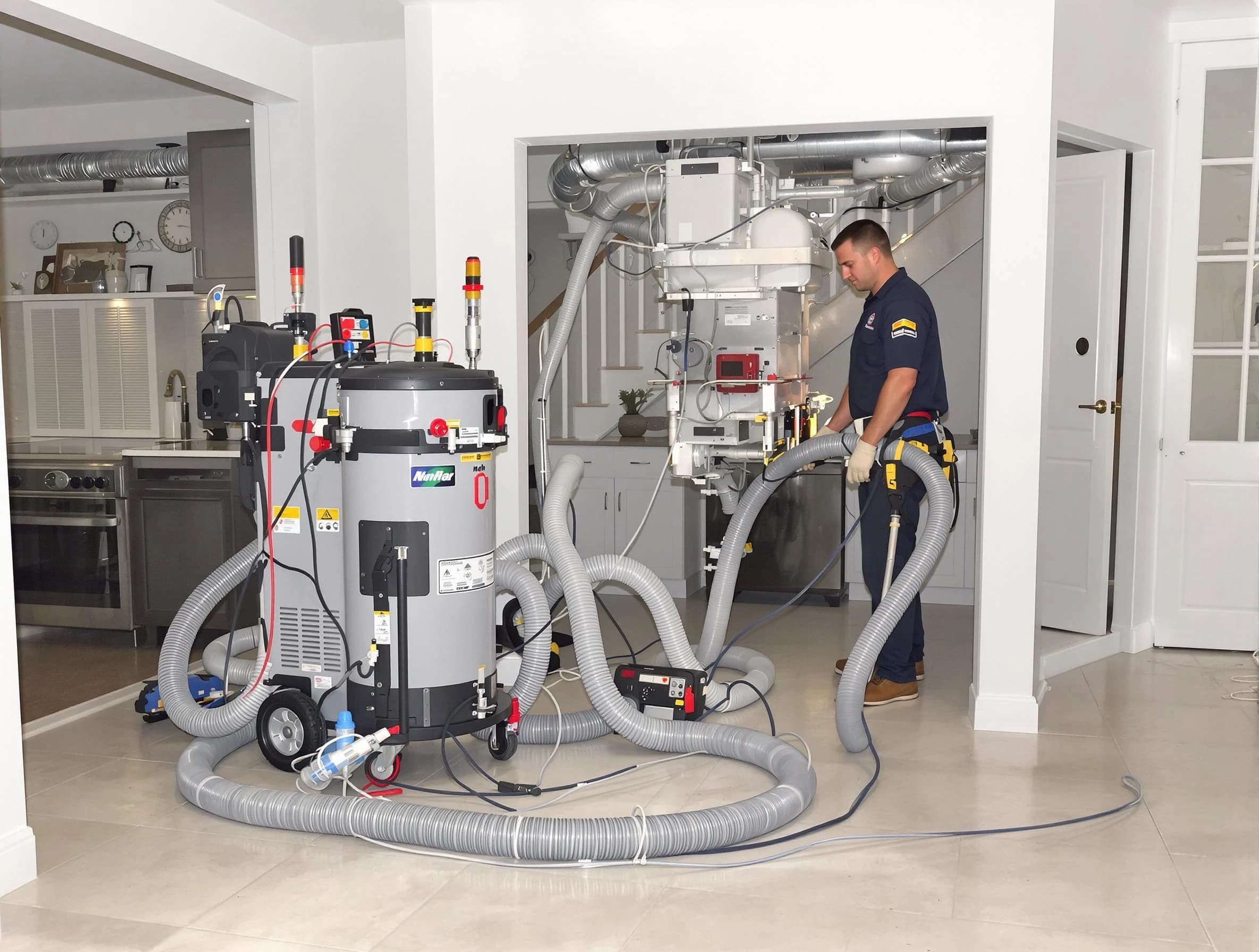 Boulder Air Duct Cleaning technician operating negative pressure cleaning equipment for thorough duct maintenance in Boulder